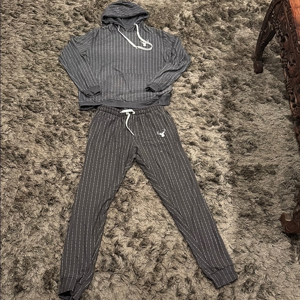 Gray Striped Men's Hoodie and Jogger Set